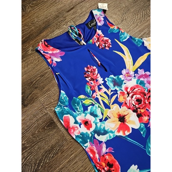 Connected Apparel‎ Women's Blue Floral Sleeveless Maxi Dress - Picture 2 of 10